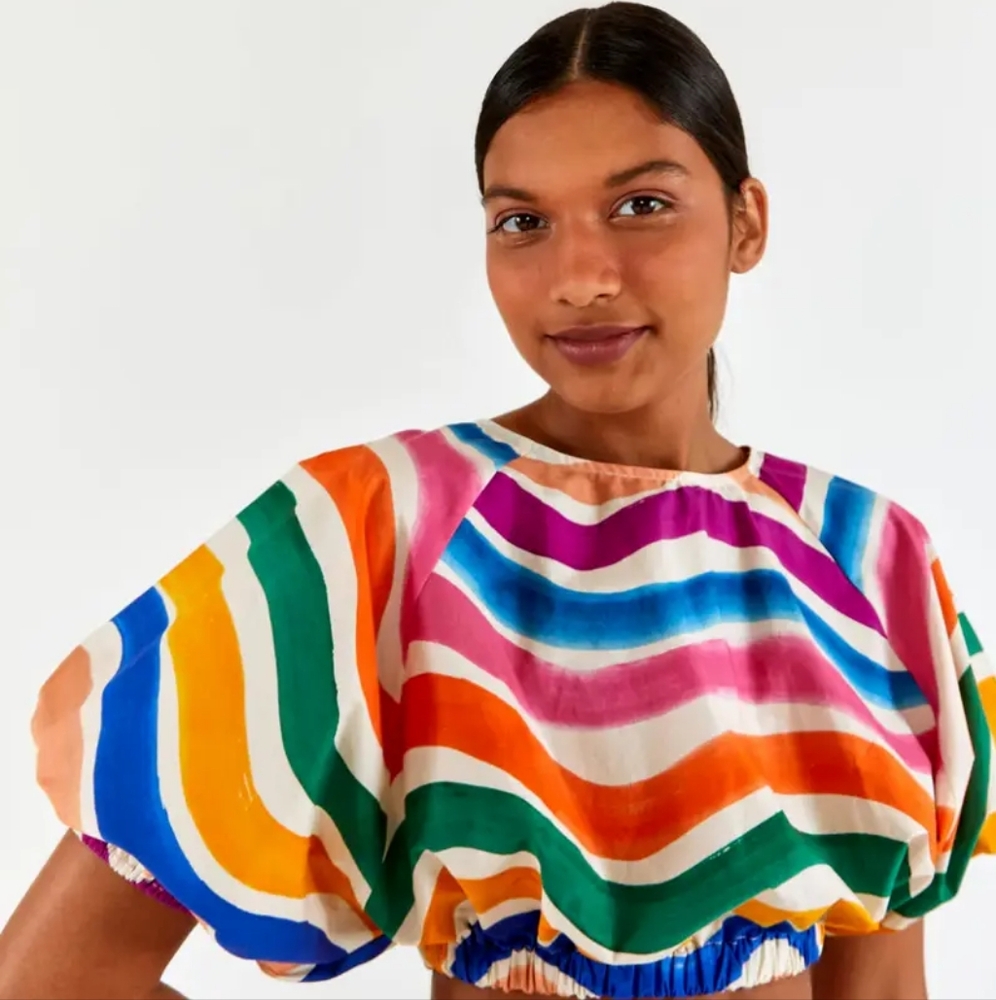 Farm Rio Dancing Stripes crop top